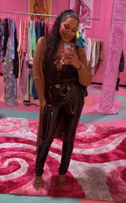 Patent Leather High Waist Pants
